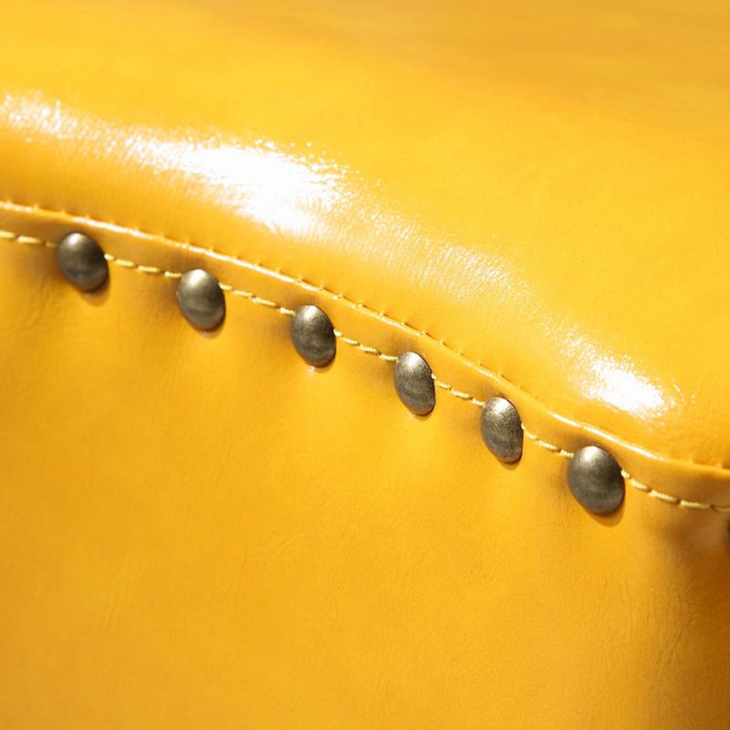 Modern Irregular Leather Ottoman Water Resistant Footstool Ottoman with Nailhead Trim