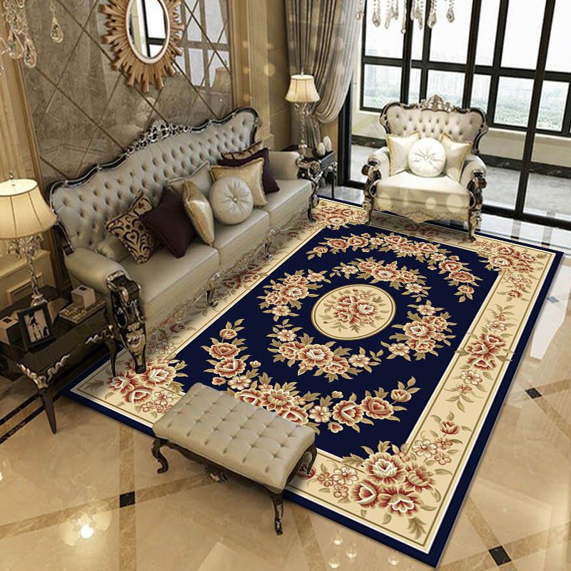 European Indoor Rug Modern Medallion Pattern Area Rug Washable Carpet with Non-Slip Backing