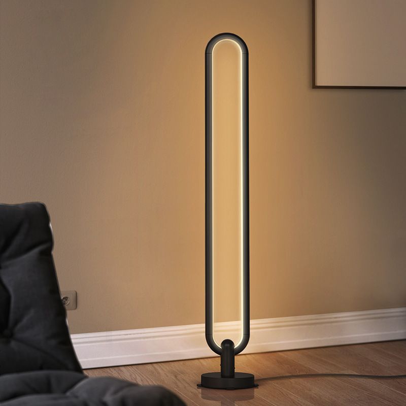 1 leichte ovale Stehlampe zeitgenössische Metalllampen in Schwarz