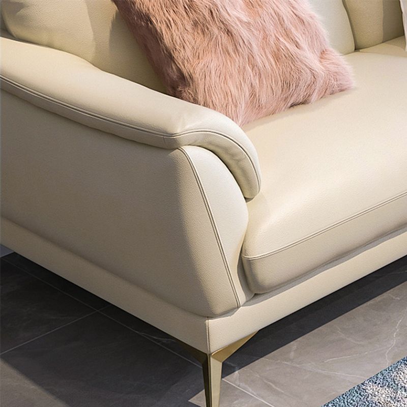 Stain Resistant Leather Contemporary Standard Settee Bench in White