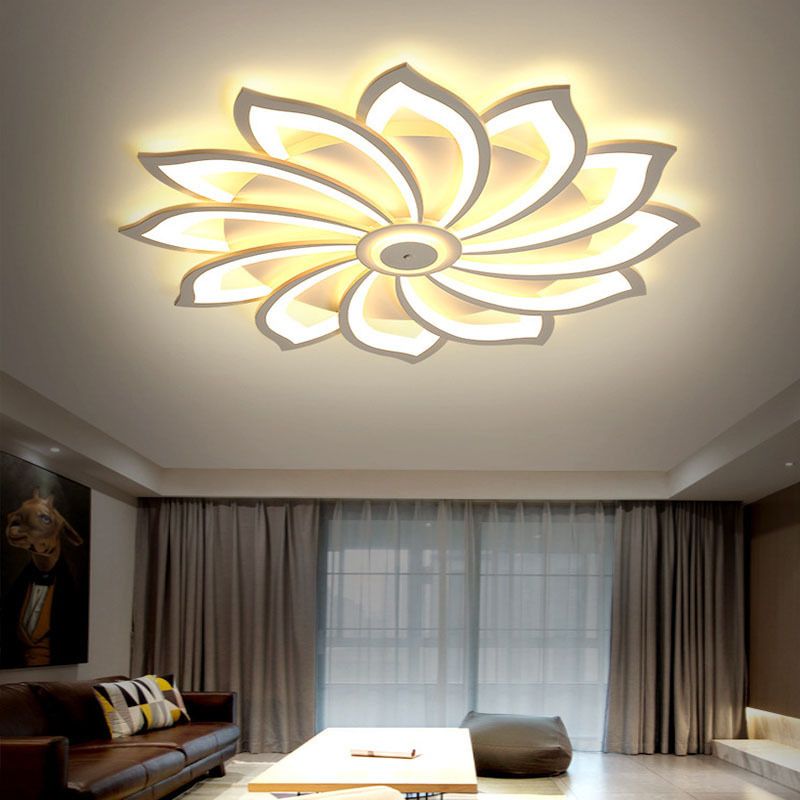 Flower Semi Flush Mount Light Fixture Simplicity Acrylic Ceiling Mount Chandelier for Bedroom