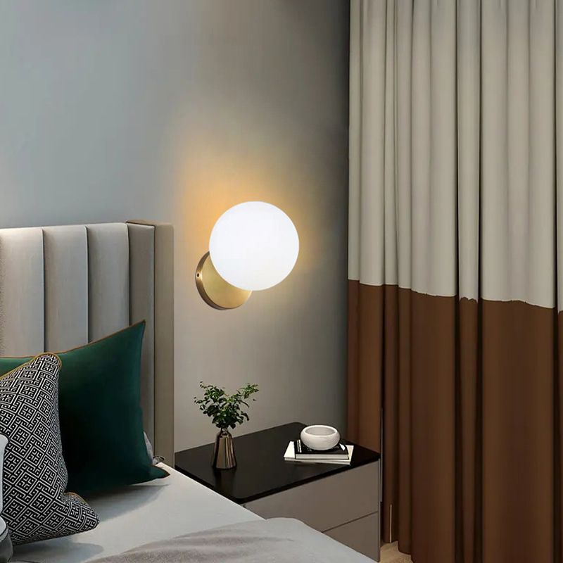 Minimalist Wall Light Fixture Modern Wall Light Sconce with Glass Shade for Bedroom