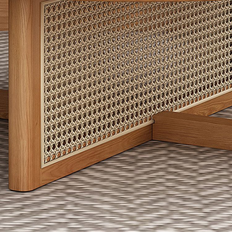 Scandinavian Light Wood Round Coffee Table with Cross Base in Pine Wood