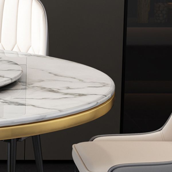 Round Modern Style Sintered Stone Dining Table Furniture with Metallic Base
