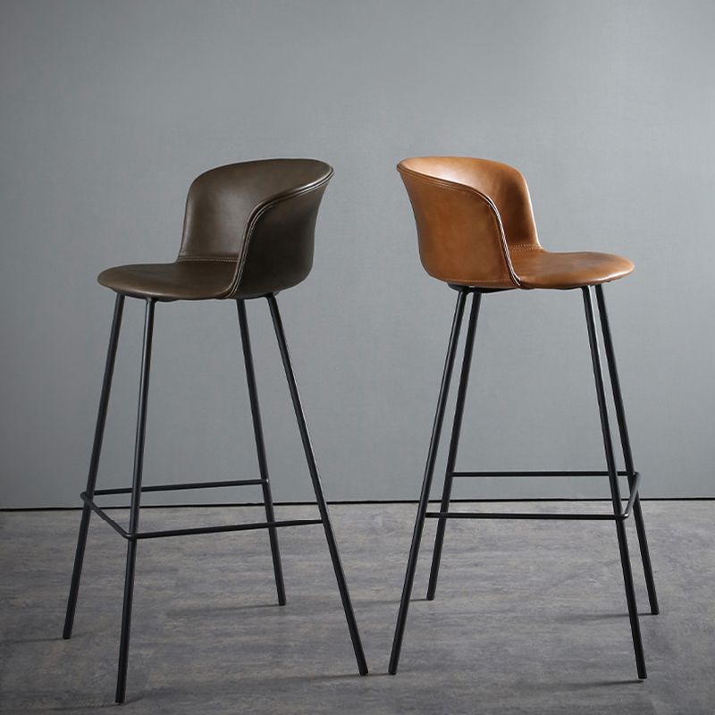 Modern Style Low Back Bar-stool PU Leather Bar Stool with Metal Legs