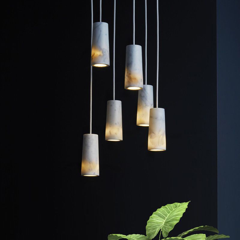 TUBE Restaurant pendentif luminaire marbre 1 minimalisme de bulbe kit de lampe suspendue en blanc