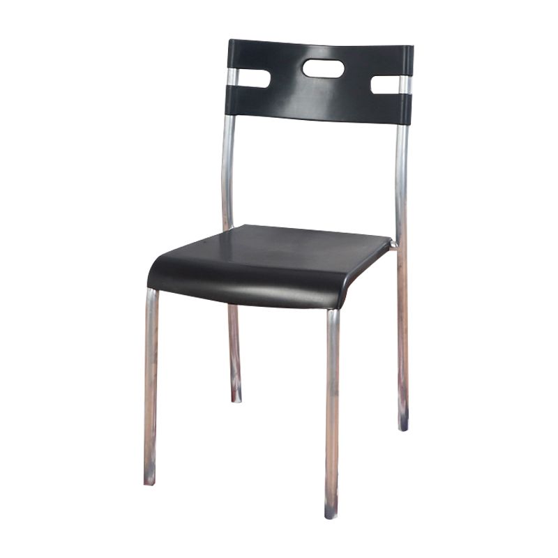 Silla de comedor contemporánea, silla lateral de comedor apilable sin brazos de metal con respaldo abierto