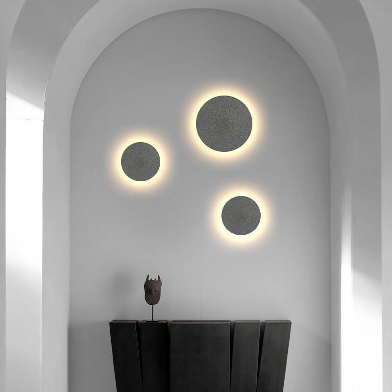 Concrete Circular Wall Sconce Simplicity Living Room LED Wall Lamp