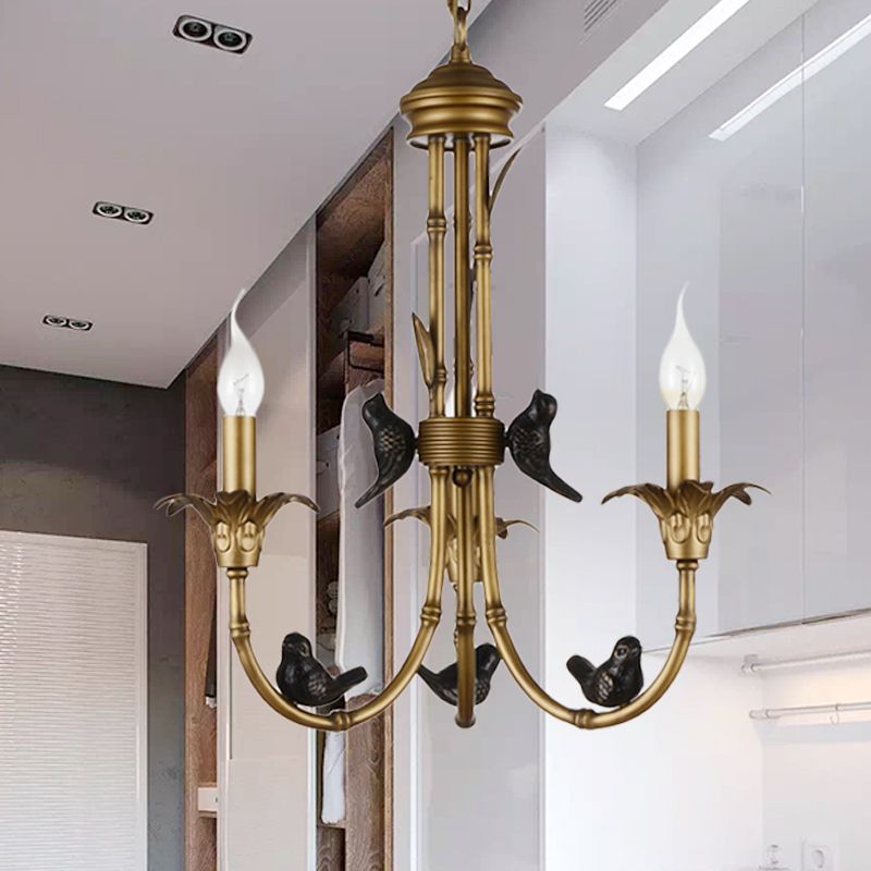 3/6/8 Lights Candelabra Ceiling Chandelier Rustic Brass Metal Pendant Lighting for Living Room