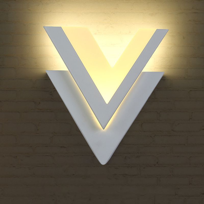 Modern Style Double-V Sconce Metallic Stairway LED Wall Mount Light Fixture in Warm/White Light