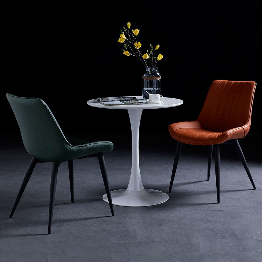 Sillas de comedor contemporáneas, sillas laterales de cocina sin brazos con patas de metal