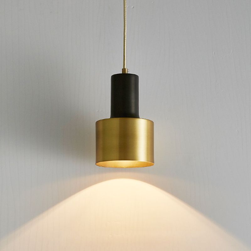 Modern Luxury Single Pendant Light Copper Cylindrical Hanging Lamp for Interior Spaces