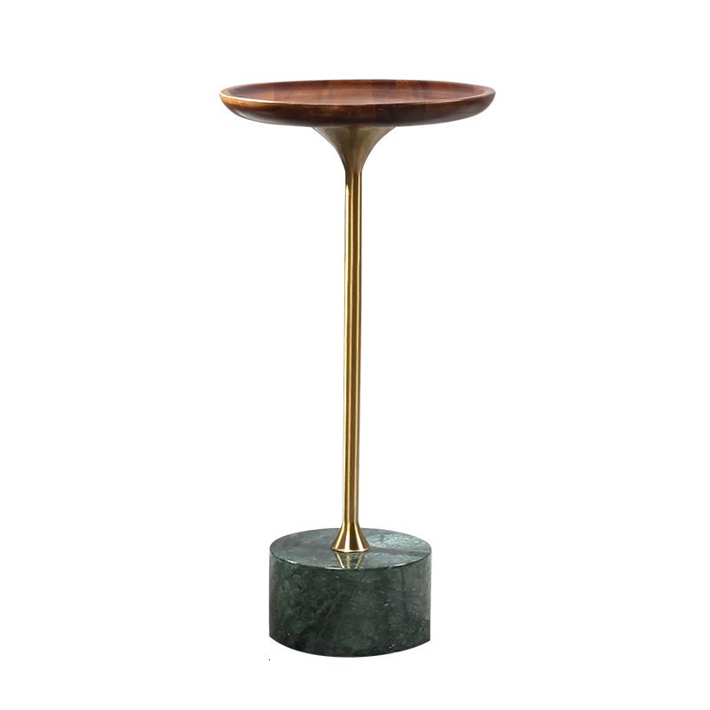 23.6"/27.5" Tall Marble Pedestal Side Table Wood Round Side End Table