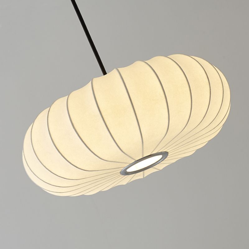 Lámpara colgante en forma de calabaza blanca Simplicidad de techo de seda de 1 luces para salón de té