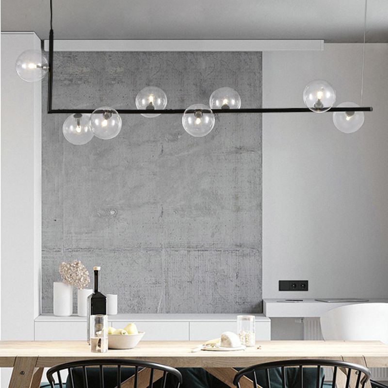 Round Glass Multi Light Pendant Contemporary Style Ceiling Pendant Light for Dinning Room