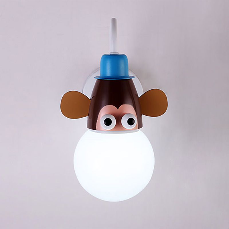 Lámpara de pared de bombilla de plumas de plancha de hierro animal para espacio para niños