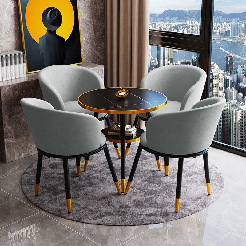 Glam Style Dining Room Set with Sintered Stone Top and 3 Legs Base Formal Table Set