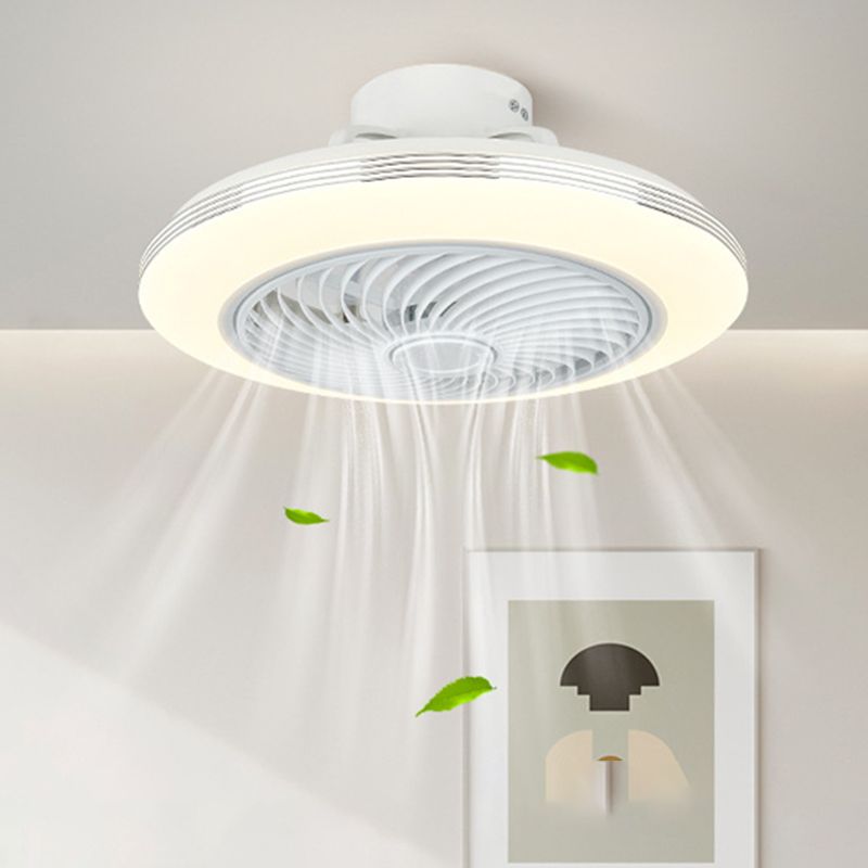 1 - Light LED Ceiling Fan Plastic and Acrylic in White Fan Fixture