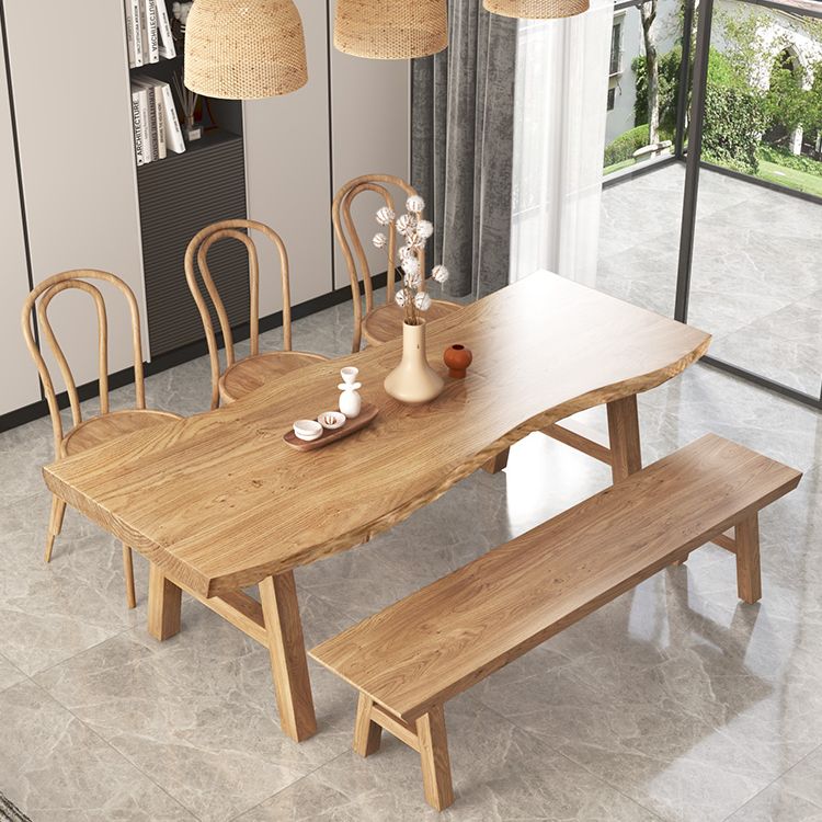 Modern 1/2/3/5/6 Pieces Rectangle Dining Set Solid Wood Dining Table with Chairs