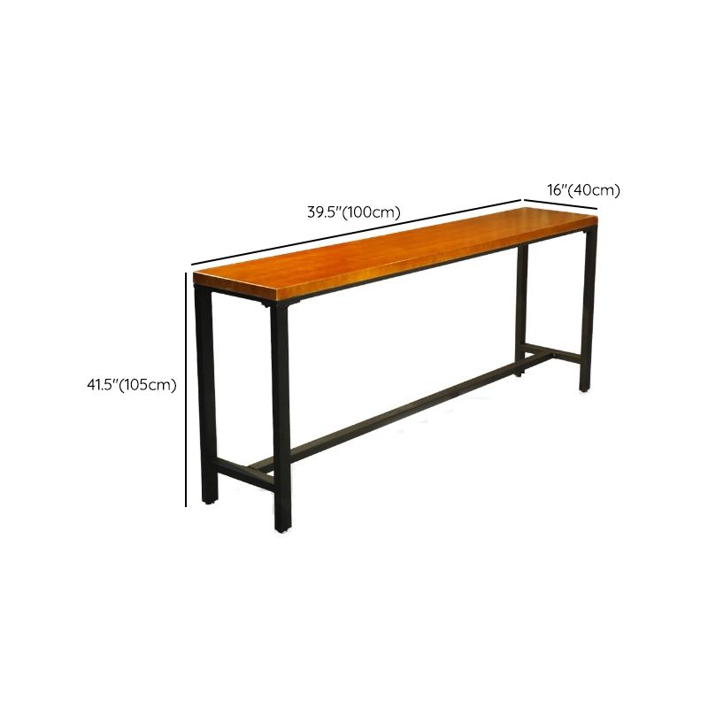 Industrial Style Solid Wood Top Rectangle Bar Dining Table for Dining Room