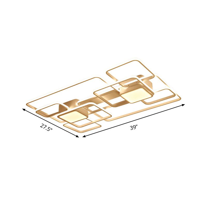 Square and Block Acrylic Ceiling Light Modern LED 18 "/21.5" /25.5 " Wide Flush Light in Warm / White / Natural Light