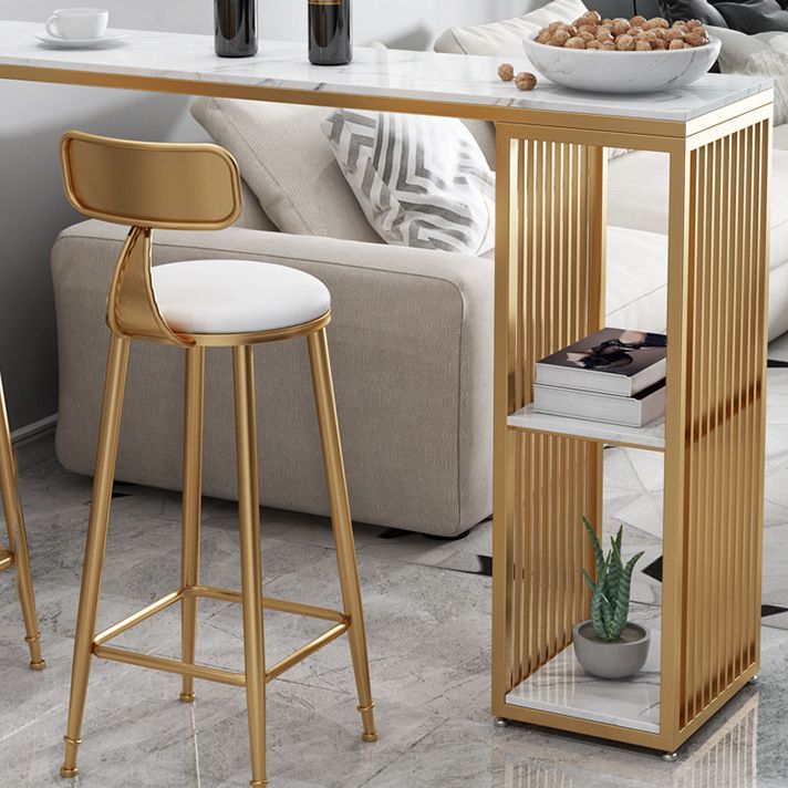 Contemporary Style Bar Table Set 1/3 Pieces Stone Bar table with Upholstered Stools