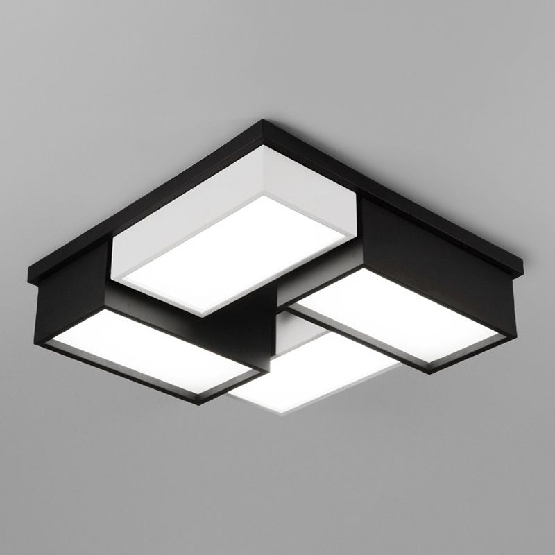 Quadrato/rettangolo vicino alla plafoniera Lampada da incasso a LED in metallo moderno per soggiorno in bianco e nero