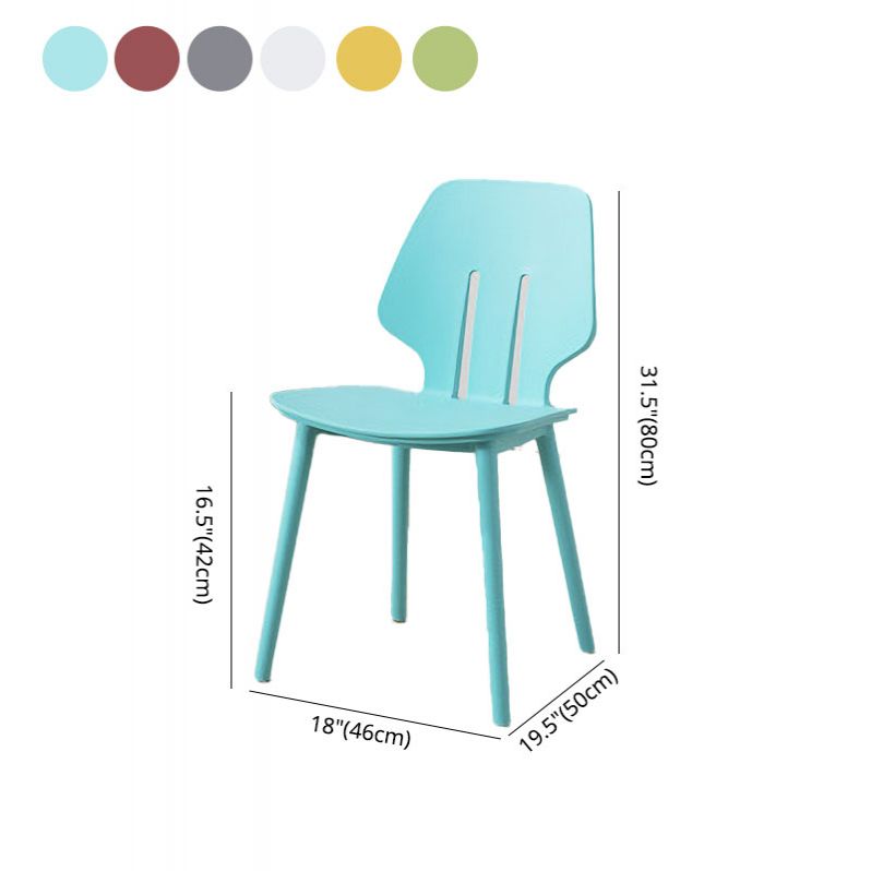 Silla lateral de comedor con respaldo abierto contemporáneo, sillas sin brazos de comedor de plástico para uso doméstico