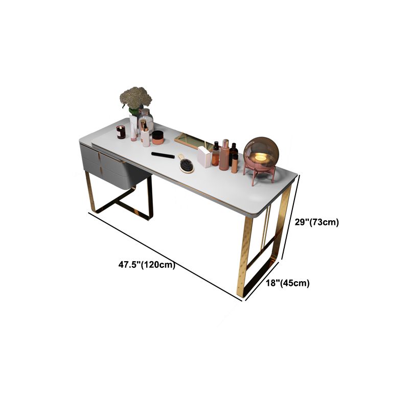 Gray Leather Vanity Makeup Table Set Glam 28.74" H Vanity Table with Storage