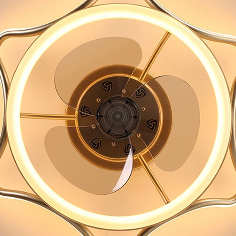 Modern Style Round Shape Fan Light Metal LED Flush Mount Light for Bedroom