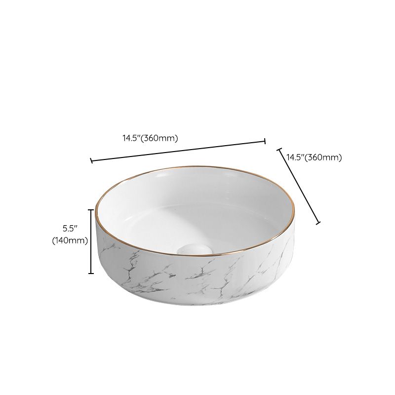 Contemporary Bathroom Sink Pop-Up Drain Porcelain Oval-Shape Vessel Bathroom Sink