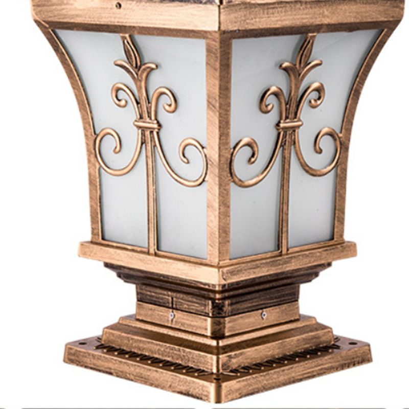 Rectangular Shape Metal Solar Pillar Lamp Modern 1 Light Outdoor Light