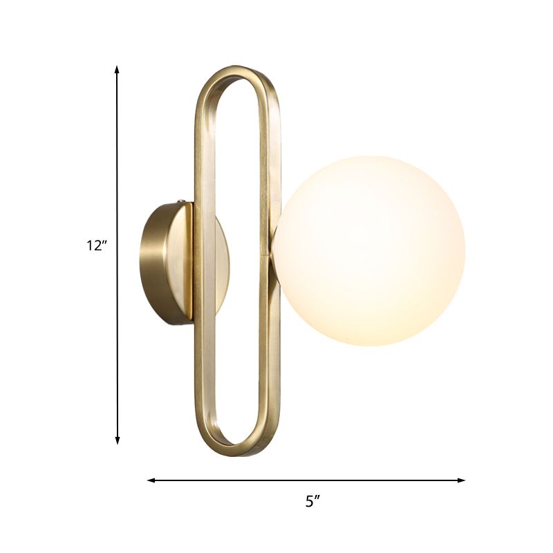 Single Head Globe Wall Light Traditional Gold Frosted Glass Shade Sconce Light for Dining Room, 5"/6" Wide