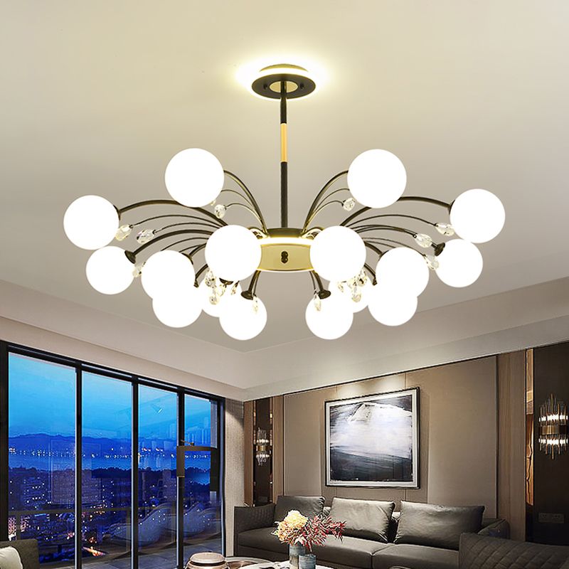 Black Glass Modern Pendant Lighting Fixtures Sputnik Hanging Lights for Living Room