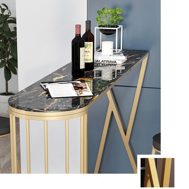 1/3 Pieces Glam Iron Bar Table Set Sintered Stone Top Bistro Set with Shelf