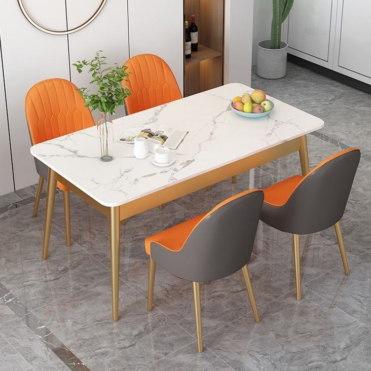 Traditional Luxury Dining Table Sintered Stone Rectangle Table with 4 Legs