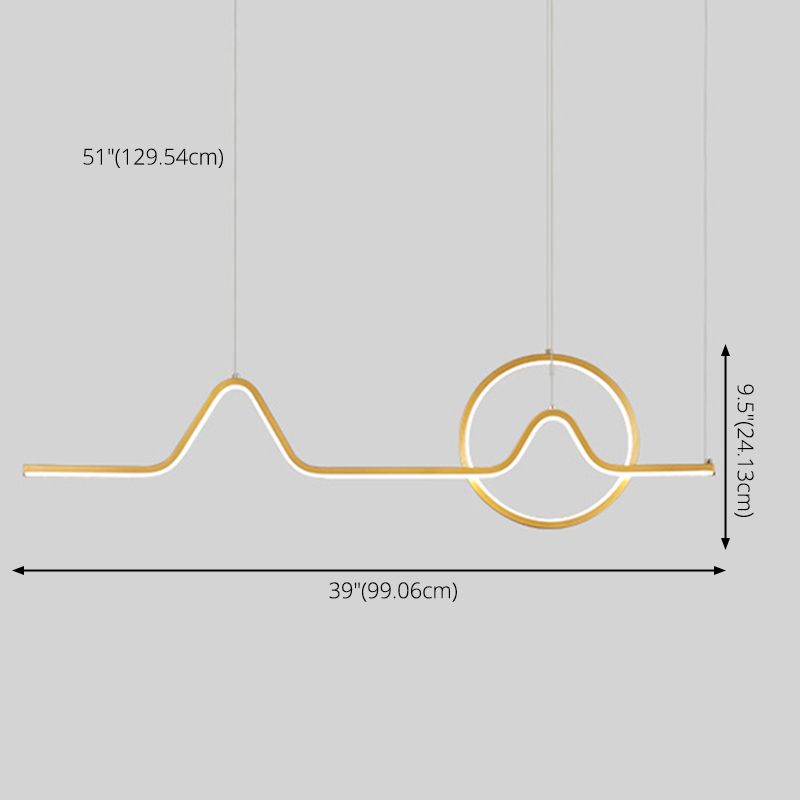 Metal Lines Island Lighting Fixture Contemporary Style LED Island Ceiling Light for Dinning Room