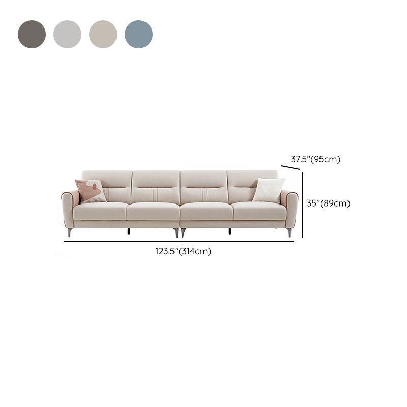 Square Arm Sofa in Solid Wood with Sewn Pillow Back Faux Leather