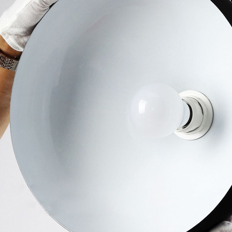1-Light Hanging Pendant Lights Industrial Dome-Shaped Metal Commercial Pendant Lighting in Black