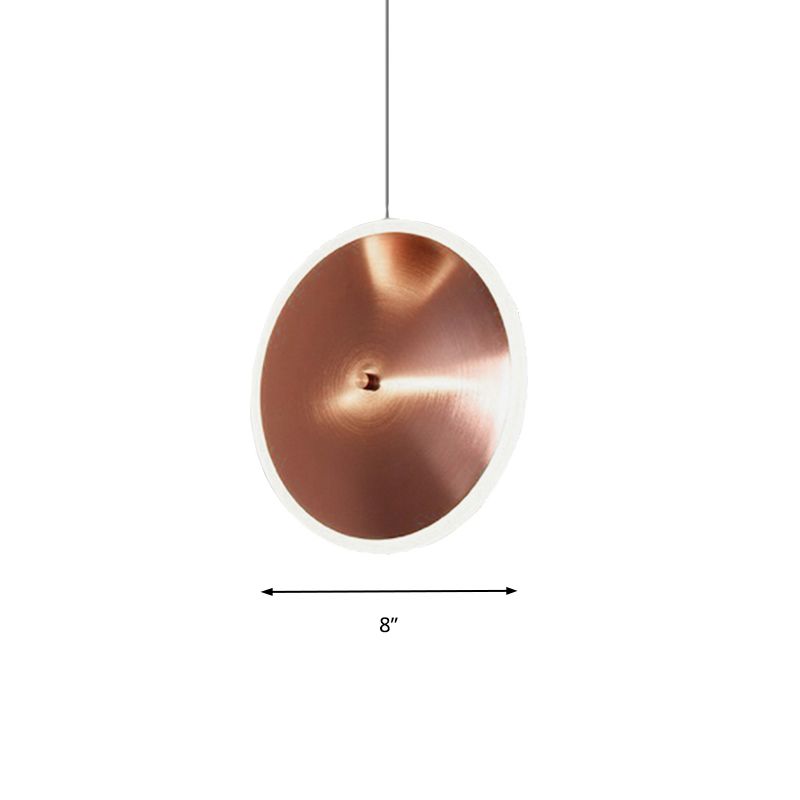 8 "/12"/16 "W Disco vertical Luz colgante Post moderna colgante de suspensión de oro de rosa de acrílico en luz cálida/blanca