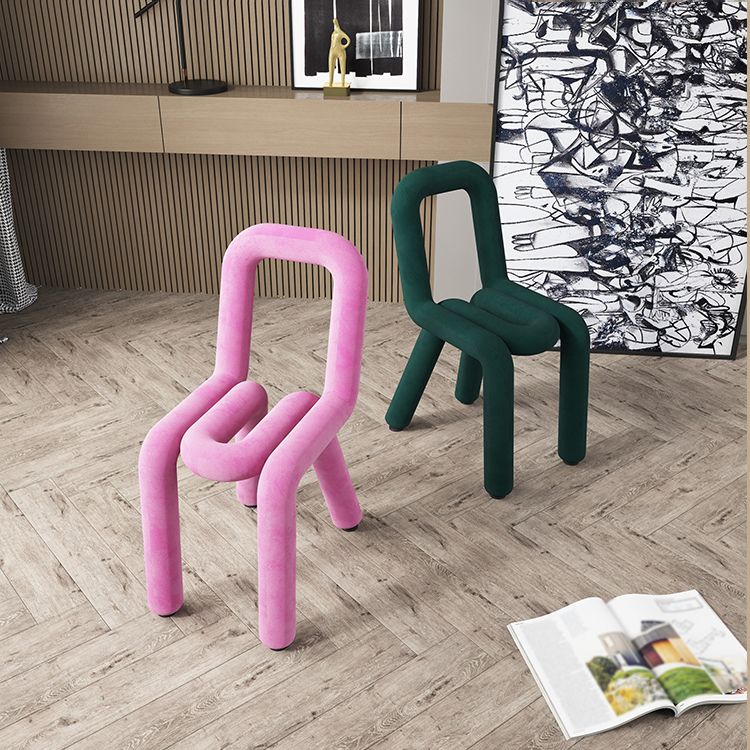 Sillas de terciopelo de estilo moderno, juego de sillas de comedor con parte trasera abierta