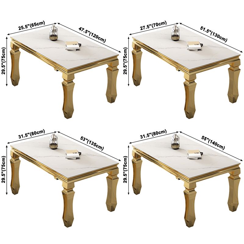 Metal Traditional Luxury Rectangle Dining Table Sintered Stone Table with 4 Legs