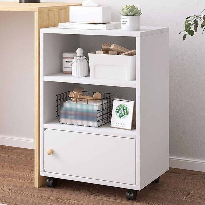 Scandinavian Bookcase Manufactured Wood Standard Bookshelf with Caster Wheels