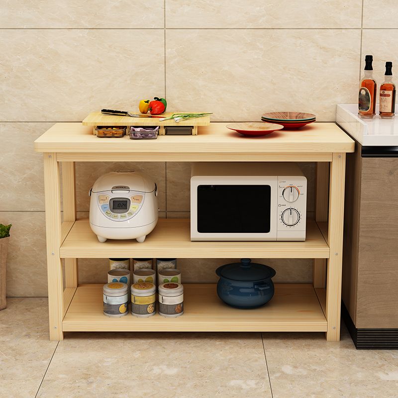 Modern Natural Finish Pine Wood Kitchen Island Table for Home