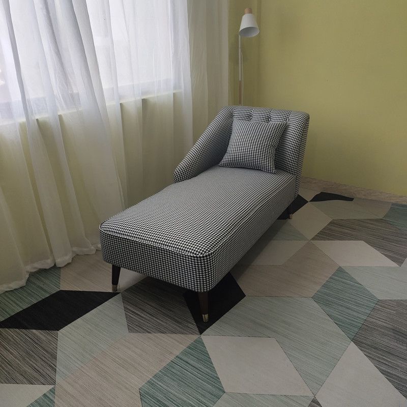 Contemporary One Armed Chaise Recessed Arms Accent Chair for Living Room