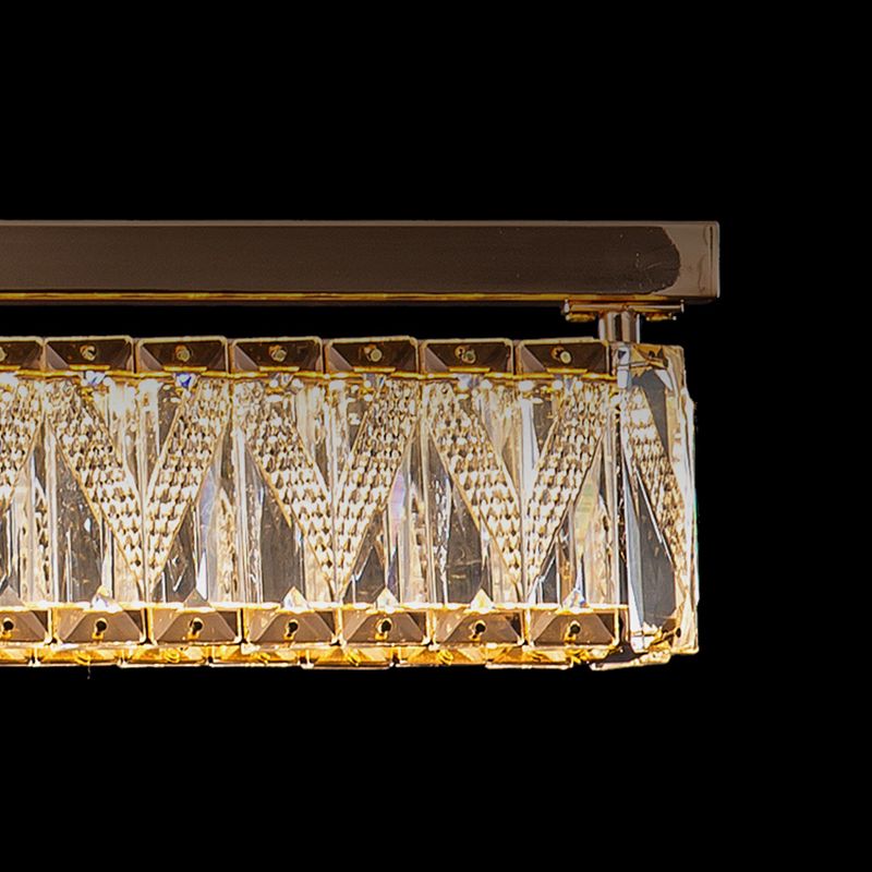 Dining Room Island Pendant Modern Gold Hanging Light with Rectangular Crystal Shade