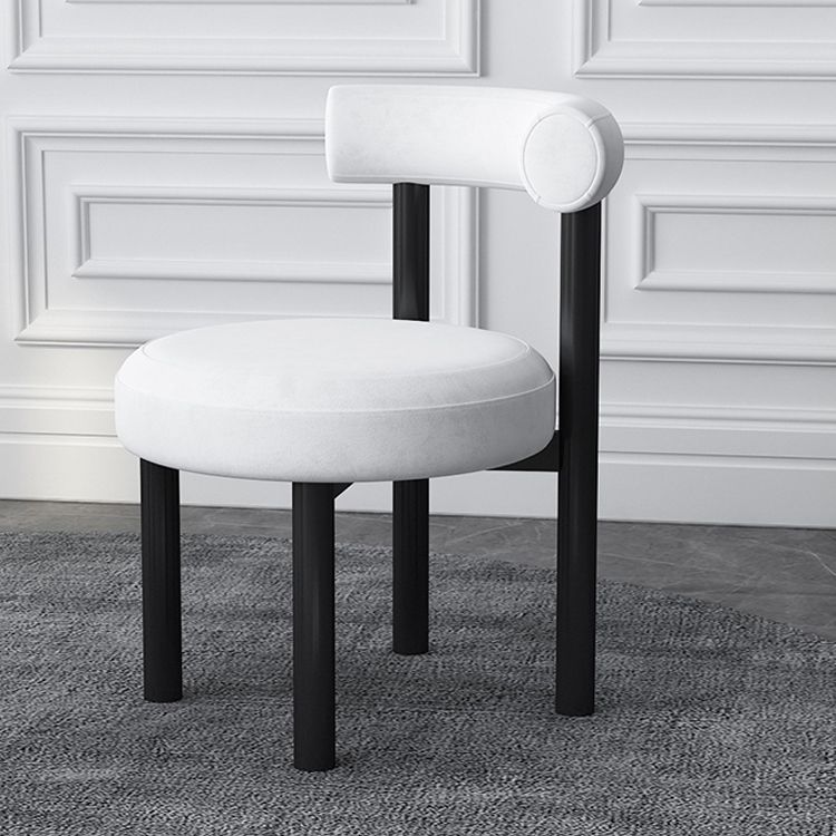 Silla lateral de terciopelo estilo diseñador, respaldo abierto, acabado mate, silla de comedor