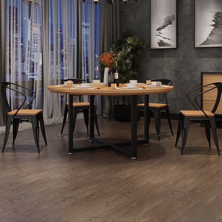 Contemporary 1/4/5/7 Pieces Furniture Round Solid Wood Dining Table Set in Brown