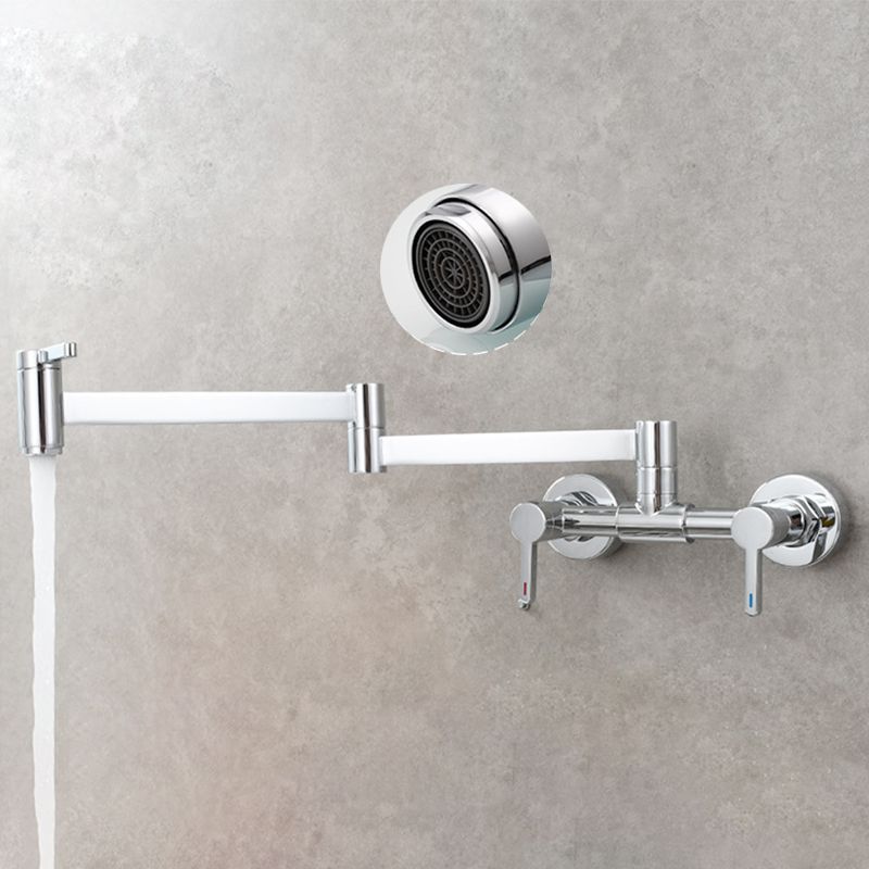 Modern Pull Down 2-Handle Pot Filler Low Profile Wall-mounted Faucet