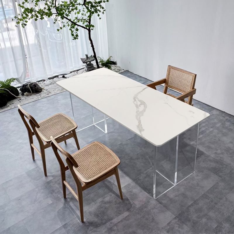 Mesa de comedor rectangular acrílica Mesa de piedra sinterizada para comedor y cocina